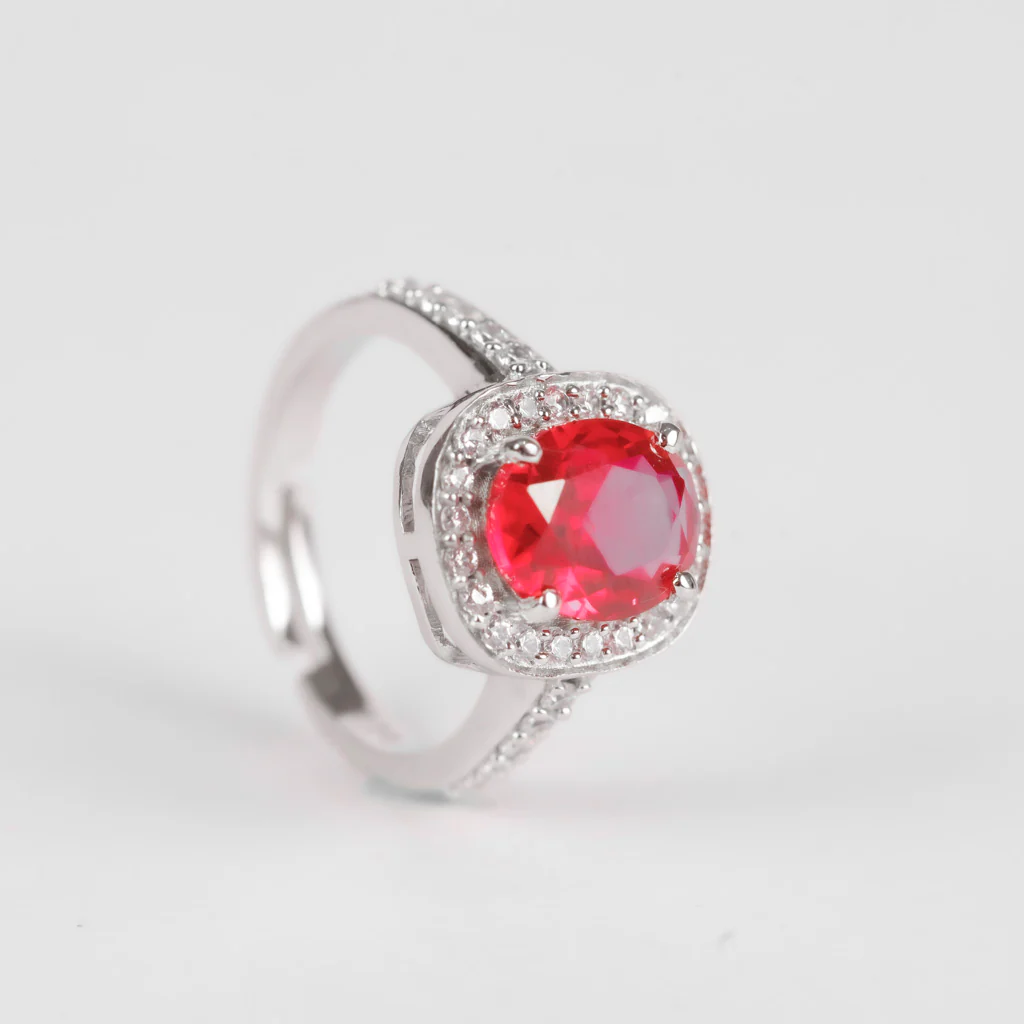 Sterling Silver Ruby Red Statement Ring