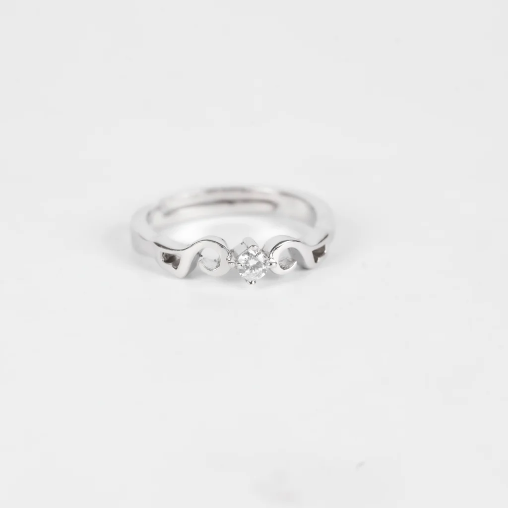 Pure Silver Solitaire Island Engagement Ring