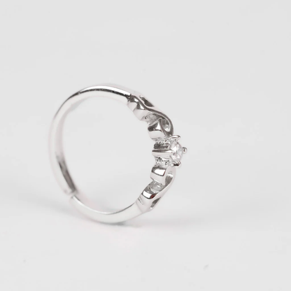 Pure Silver Solitaire Island Engagement Ring
