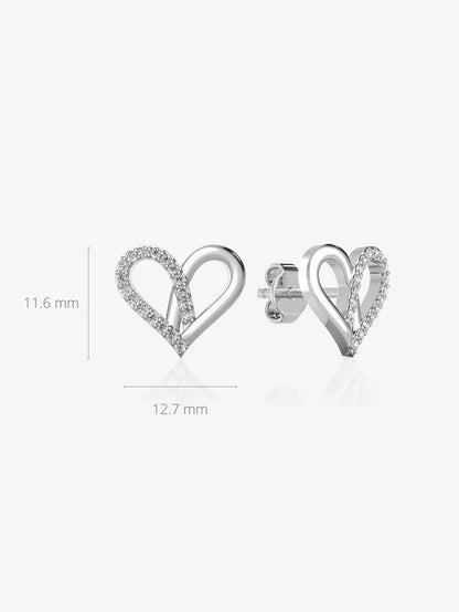 Pure 925 Silver Attract Heart Earrings For Women