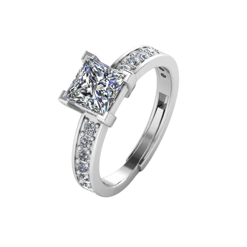Princess Cut Center Square Ring