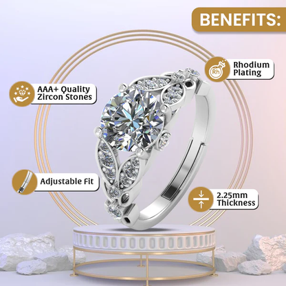 Pure Sterling Silver Solitaire Engagement Bloom Ring