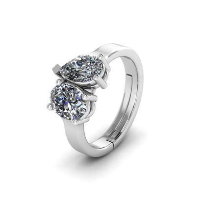 Twin Stone Design Pure Silver Ring