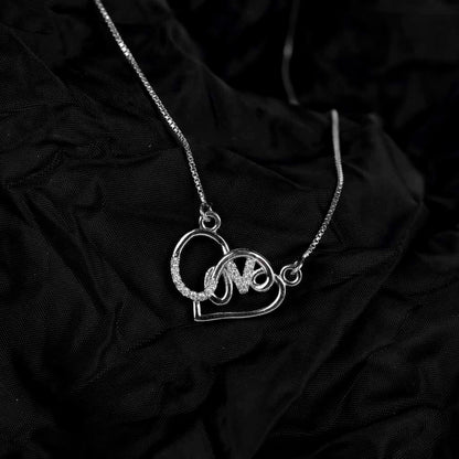 Pure Silver LOVE Heart Pendant with Chain
