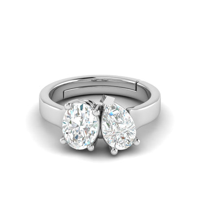 Twin Stone Design Pure Silver Ring