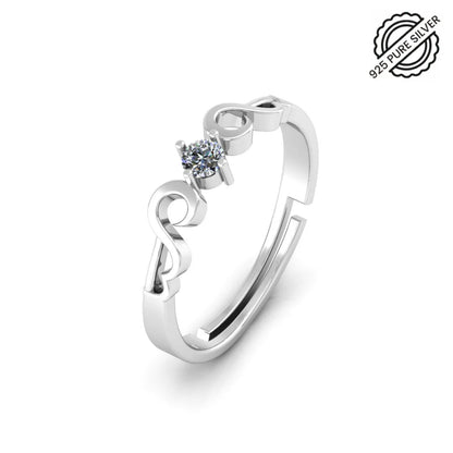 Pure Silver Solitaire Island Engagement Ring