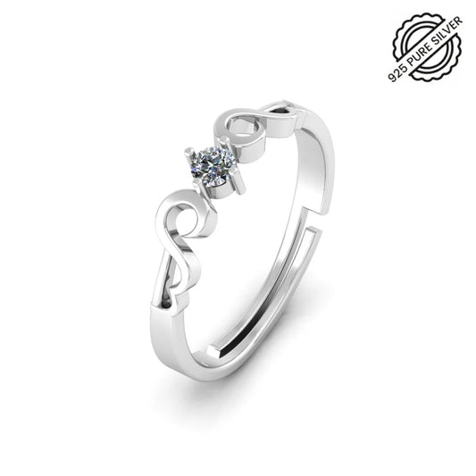 Pure Silver Solitaire Island Engagement Ring