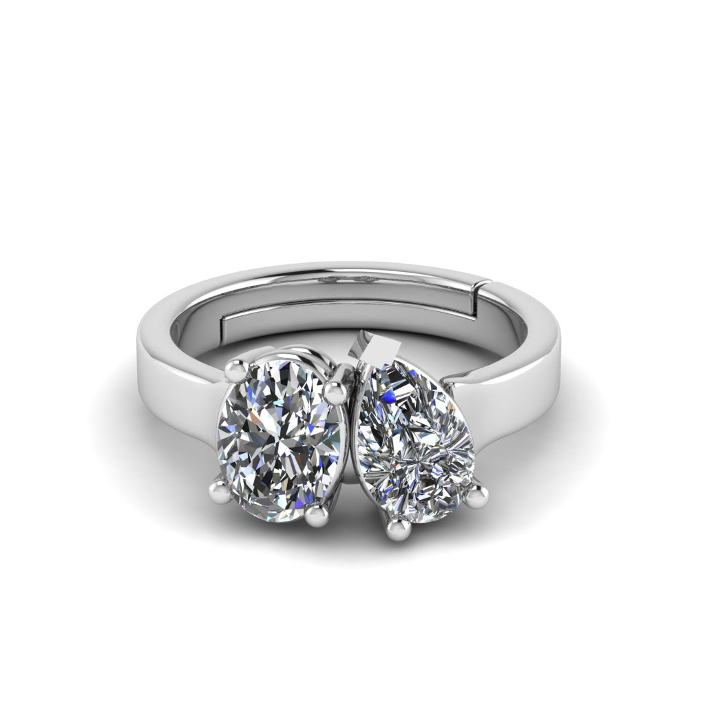 Twin Stone Design Pure Silver Ring