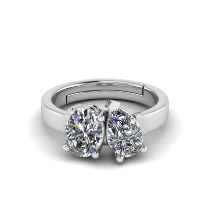Twin Stone Design Pure Silver Ring