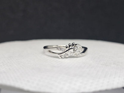 Abstract Elegance Sculptural Silver Ring with CZ Pave