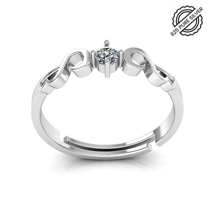 Pure Silver Solitaire Island Engagement Ring