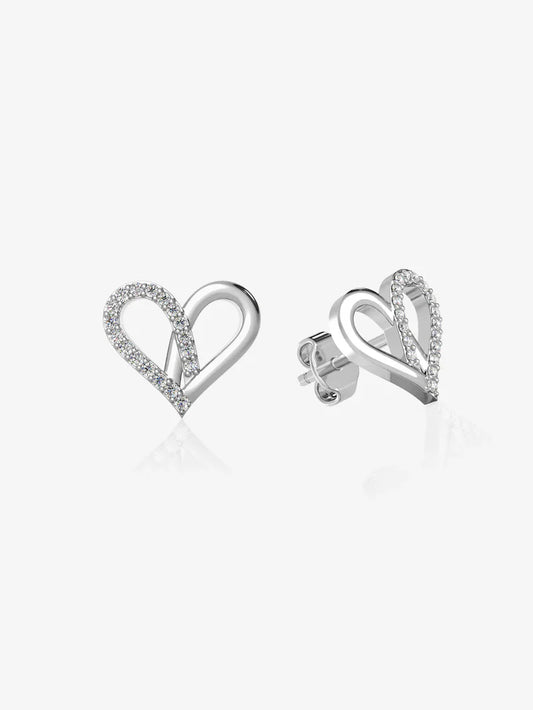 Pure 925 Silver Attract Heart Earrings For Women