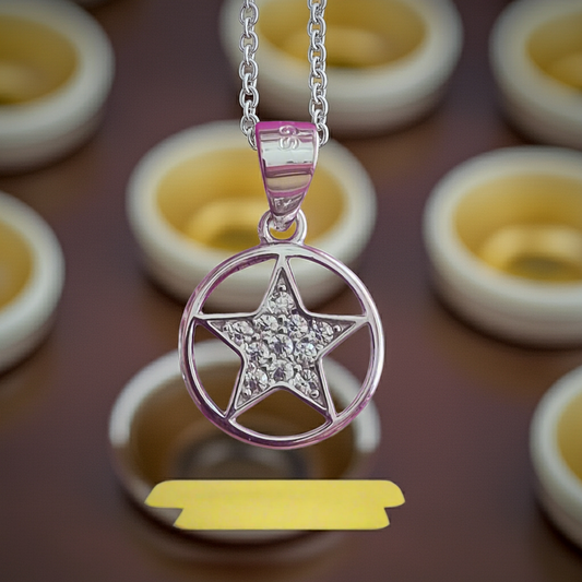 92.5 Pure silver Fancy Star Symbol Pendant