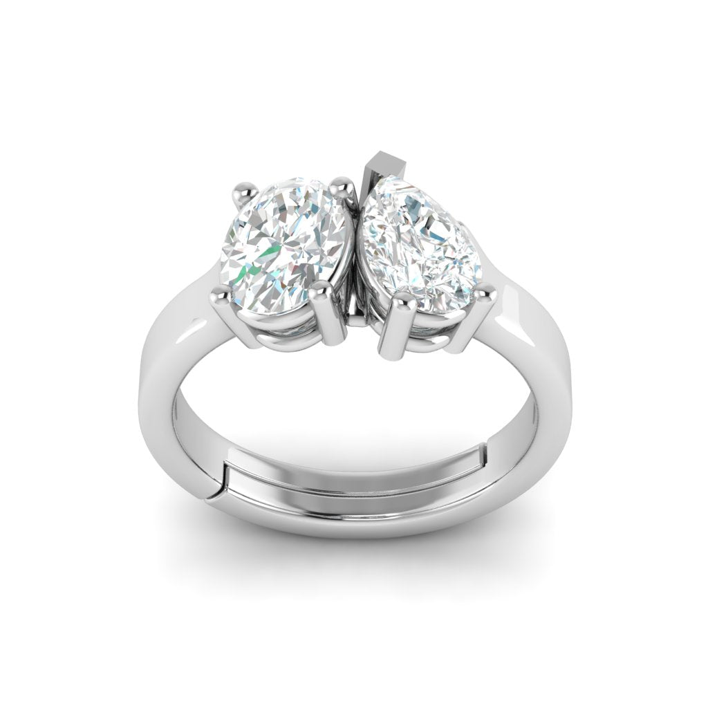 Twin Stone Design Pure Silver Ring