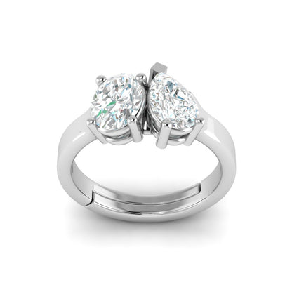 Twin Stone Design Pure Silver Ring