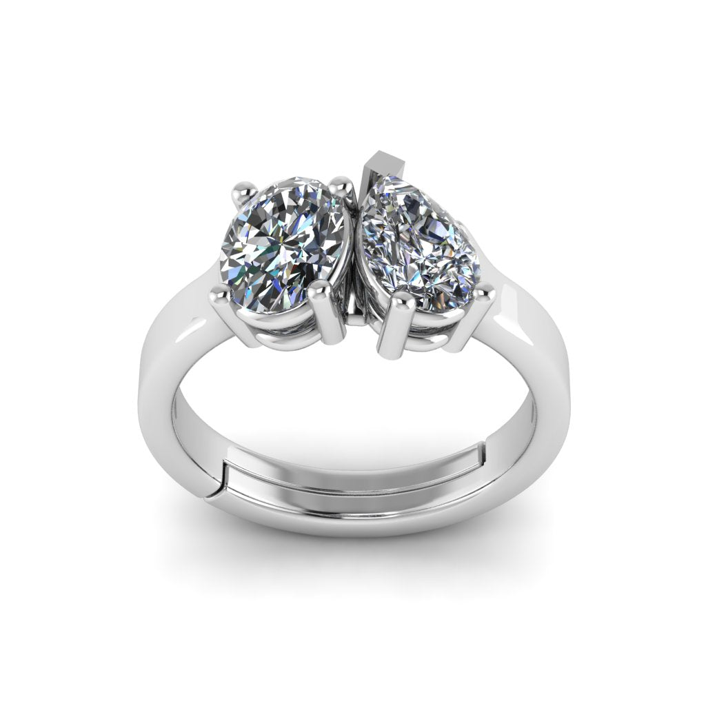 Twin Stone Design Pure Silver Ring