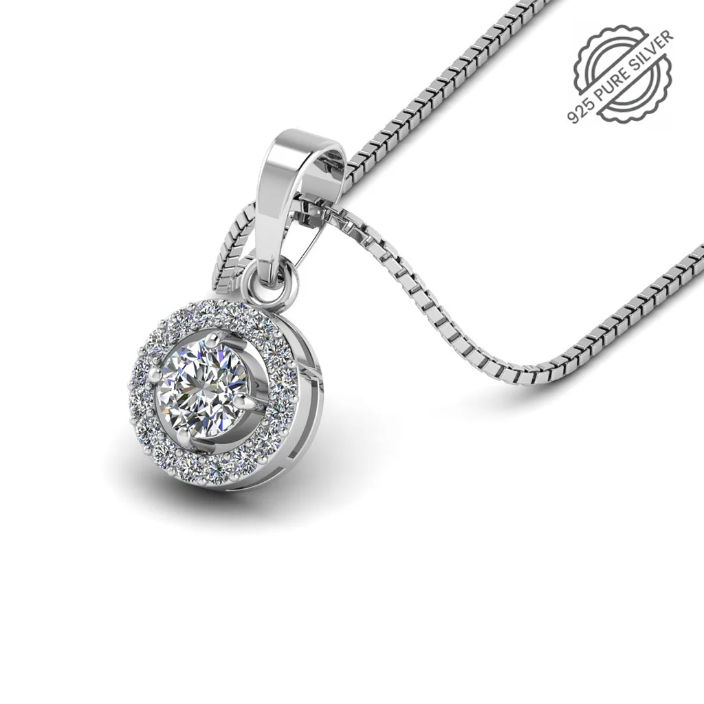 Radiant Double Halo CZ Pendant in Sterling Silver