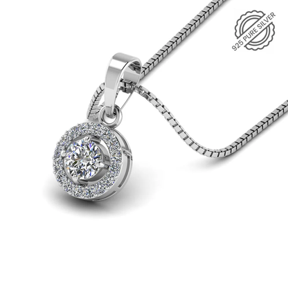 Radiant Double Halo CZ Pendant in Sterling Silver