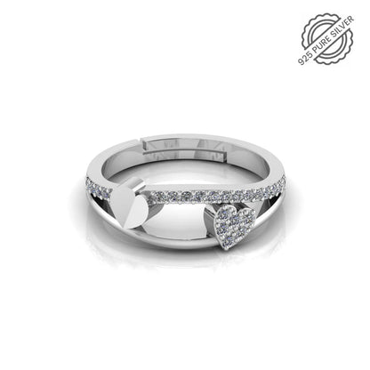 92.5 Sterling Silver Adjustable Dual Heart Magic Ring