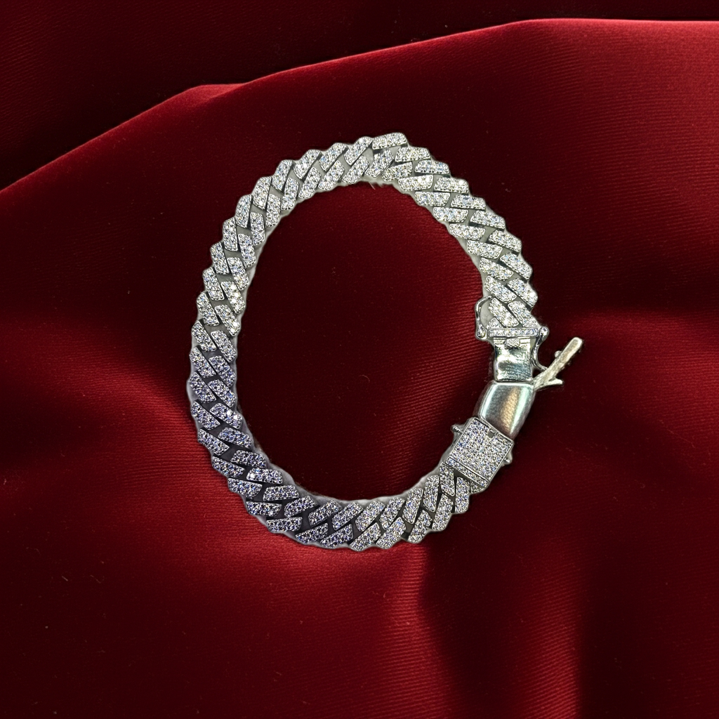 925 Sterling Silver Diamond Cut Bracelet for Men