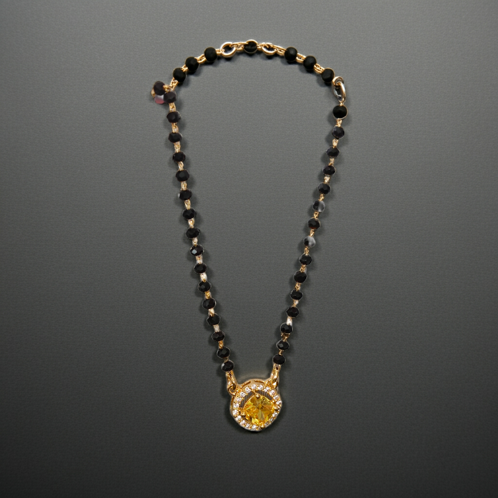 Gold-Plated Sterling Silver Black Bead Chain for Daily Wear