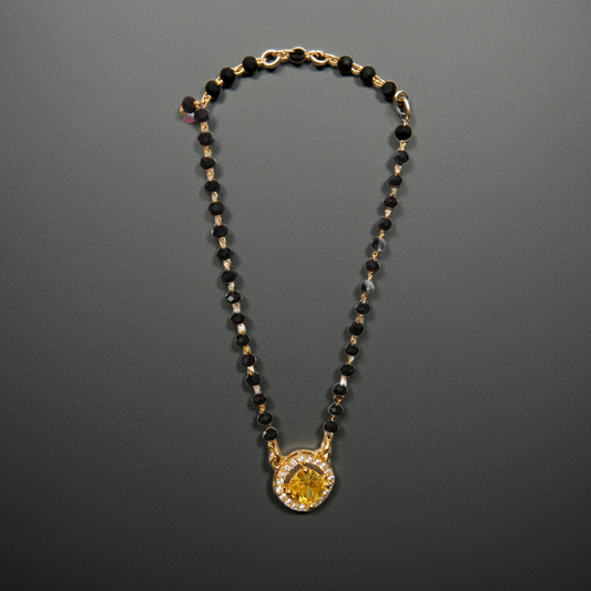 Gold-Plated Sterling Silver Black Bead Chain for Daily Wear