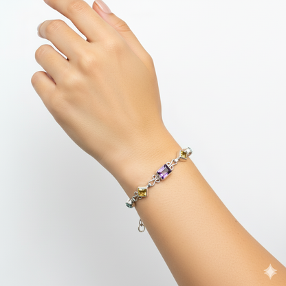 Pure 92.5 Silver Multi cut stone bracelet