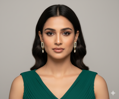 Pure 92.5 Silver Dazzling Rectangular Drop Earrings