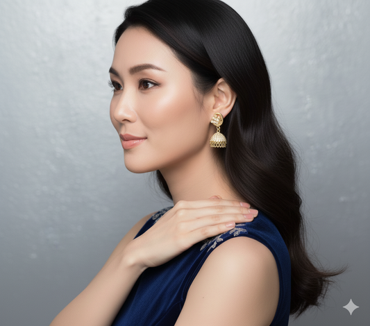 Sparkling Gold-Tone Jhumka Earrings
