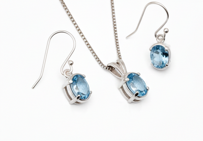 Pure 92.5 Silver Blue topaz set
