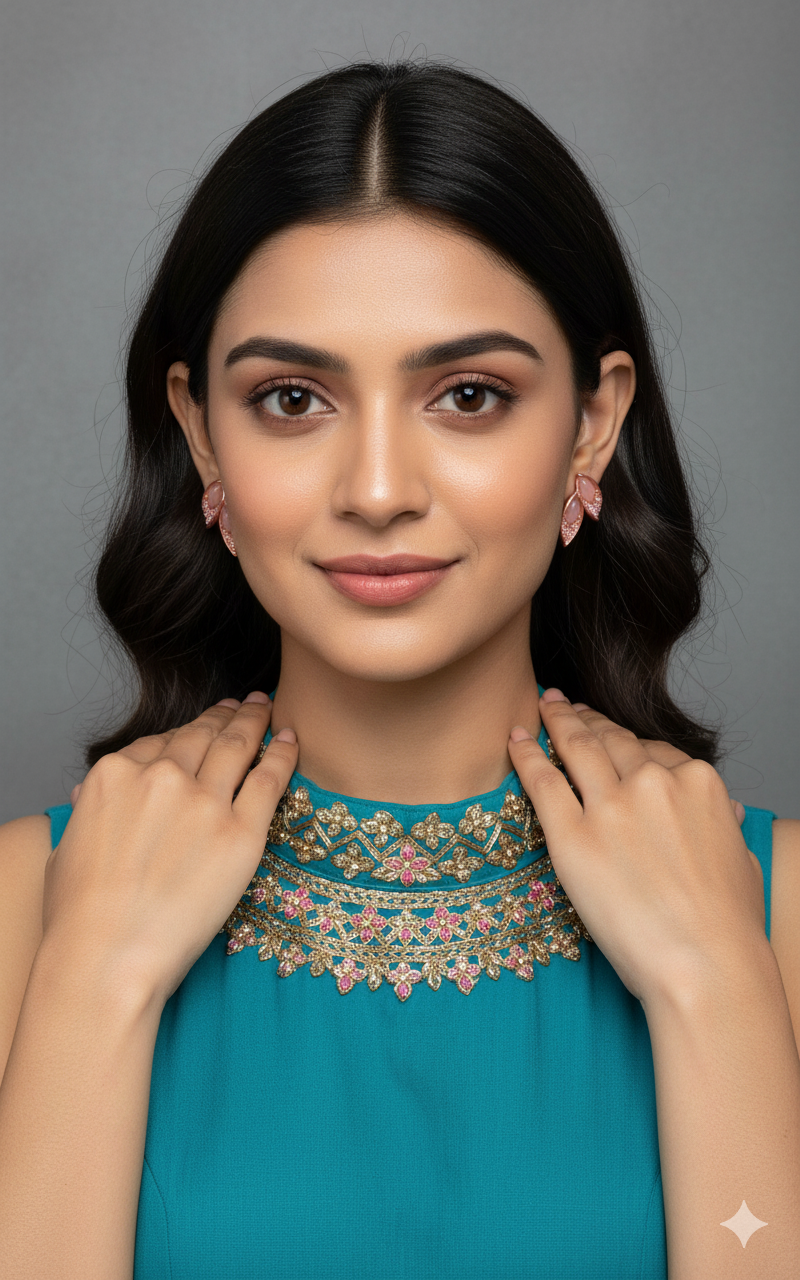 Pure Silver Fancy Ear Rings with Rose Gold Coating for Girls