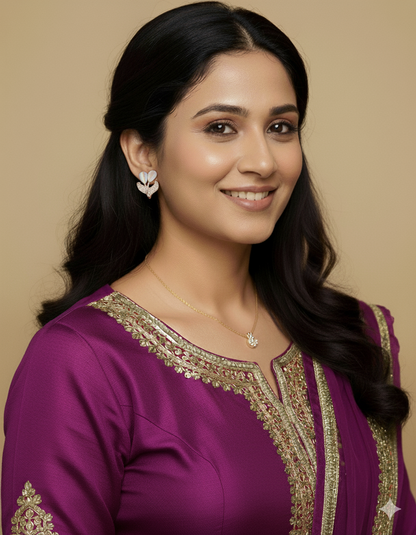 Pure Silver & Rose Gold coated Fancy Flower Buds Design Studs for Girls