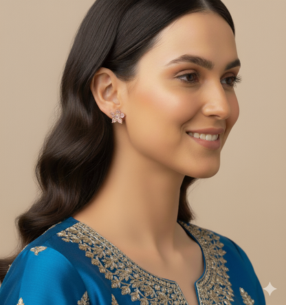 Pure Silver Flower Shape Fancy Ear rings for Girls