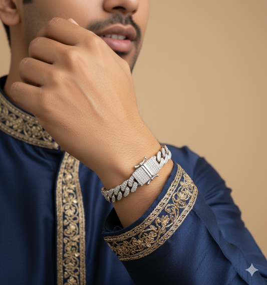 925 Sterling Silver Cuban Link Bracelet for Men