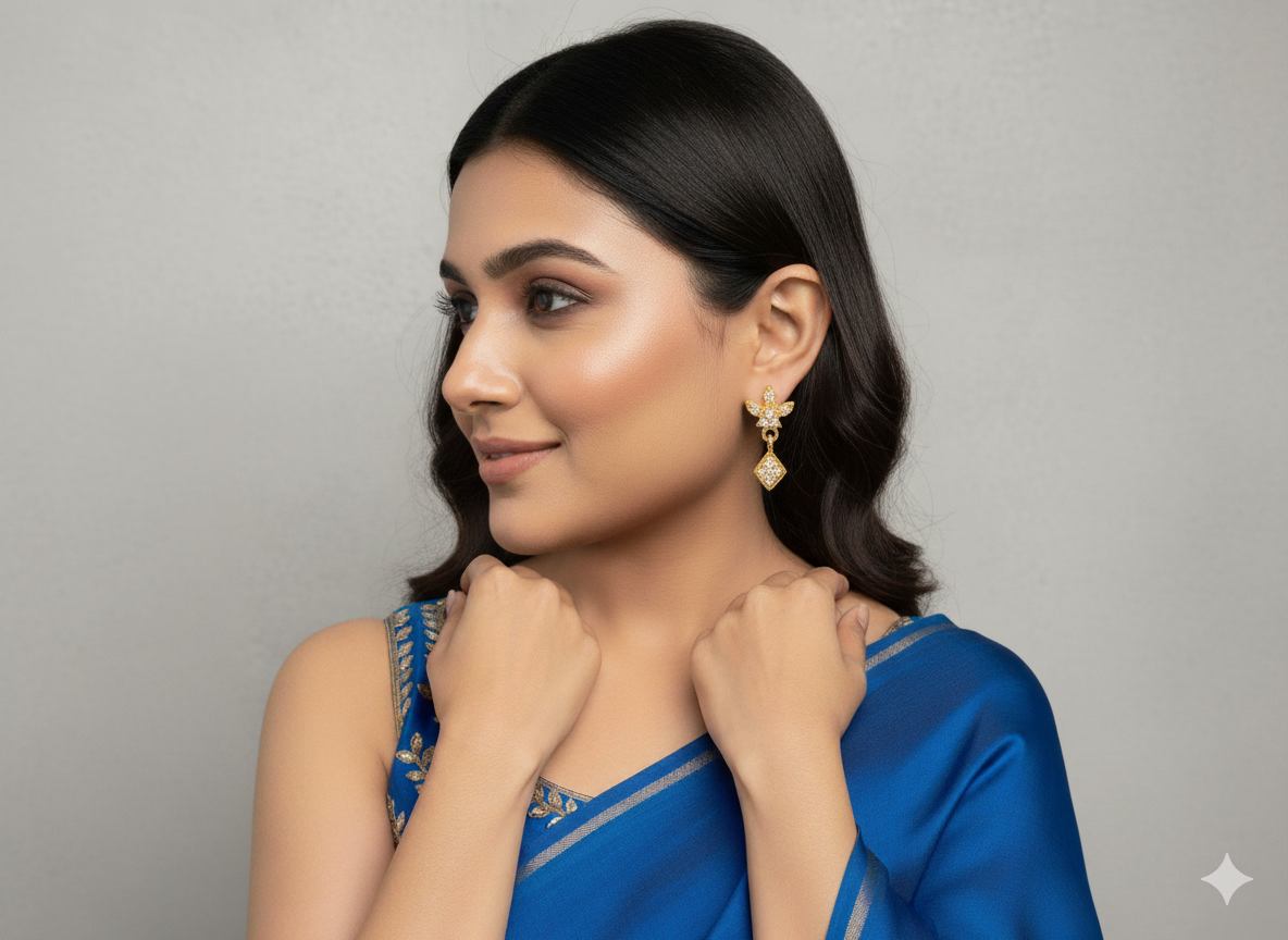 Pure Silver Ear rings and Hangings with Gold Coating