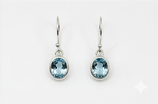 Pure 92.5 Silver Blue topaz set