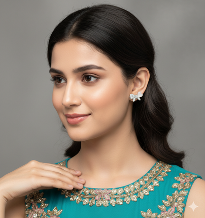 Pure Silver & Rose Gold Coated Fancy Tie Knot Design Tops for Girls