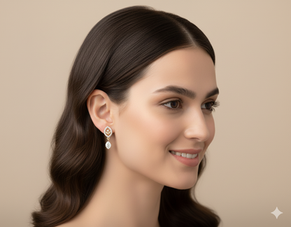 Sparkling Cubic Zirconia Gold-Plated Eye Drop Earrings