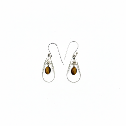 Pure 92.5 Silver Tiger eye Danglers Ear Rings