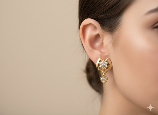 Sparkling Crystal Floral & Heart Drop Earrings