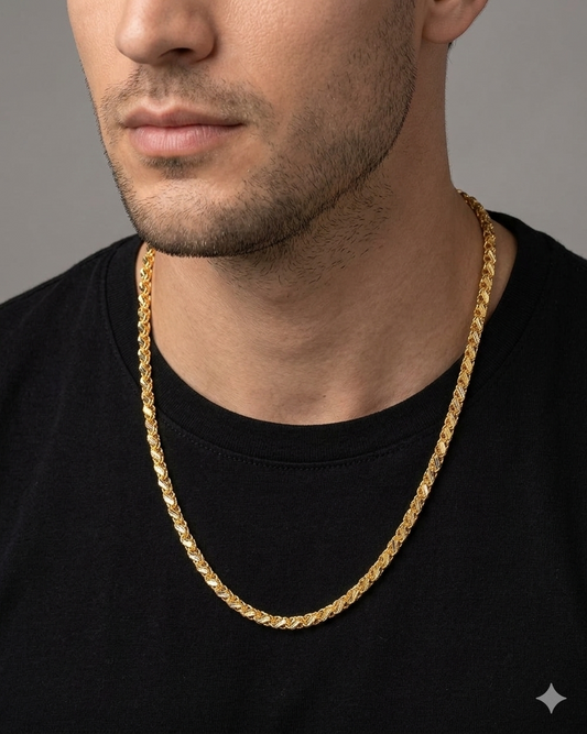 Unisex 92.5 Sterling Silver Gold Coated Royal Box Link Chain