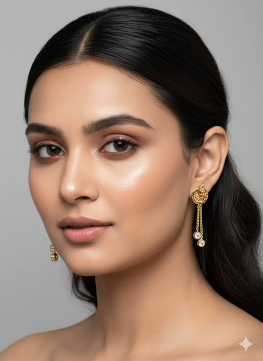 Gold-Tone Dangle Earrings with Cubic Zirconia Stones