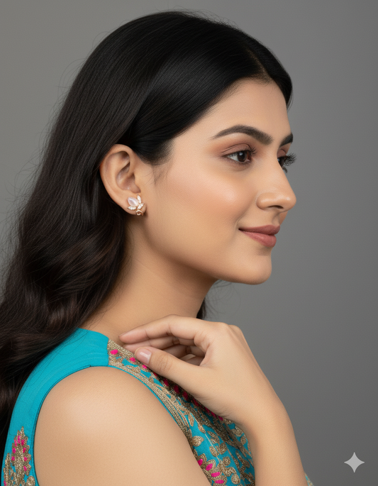 Pure Silver Gold coated Fancy Ear Rings For Women