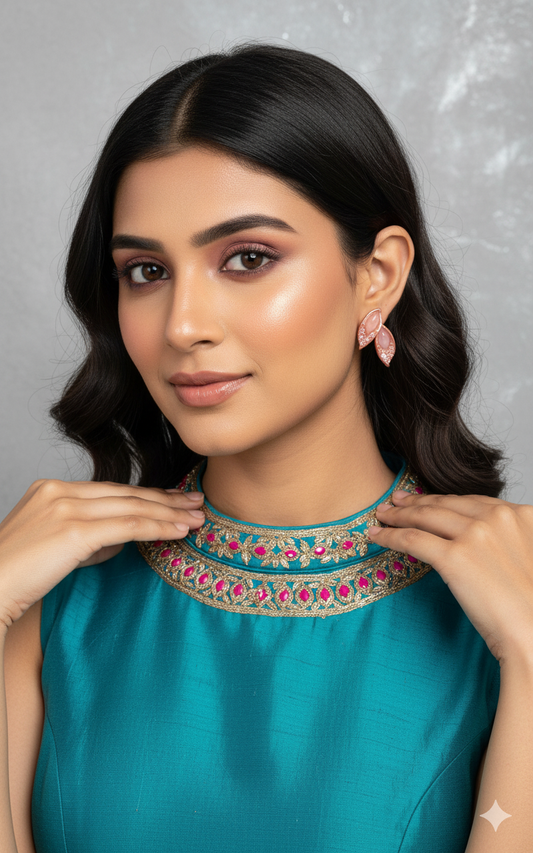 Pure Silver Fancy Ear Rings with Rose Gold Coating for Girls