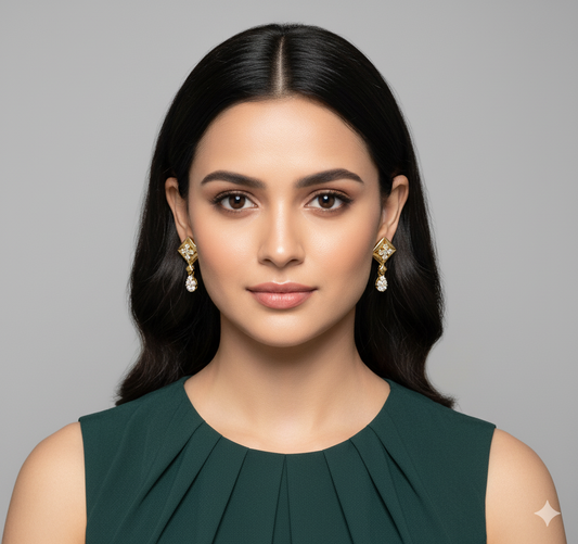 Elegant Gold Plated Diamond Stud Earrings
