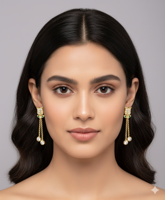 Delicate Gold-Tone Tulip Drop Earrings with Sparkling Accents