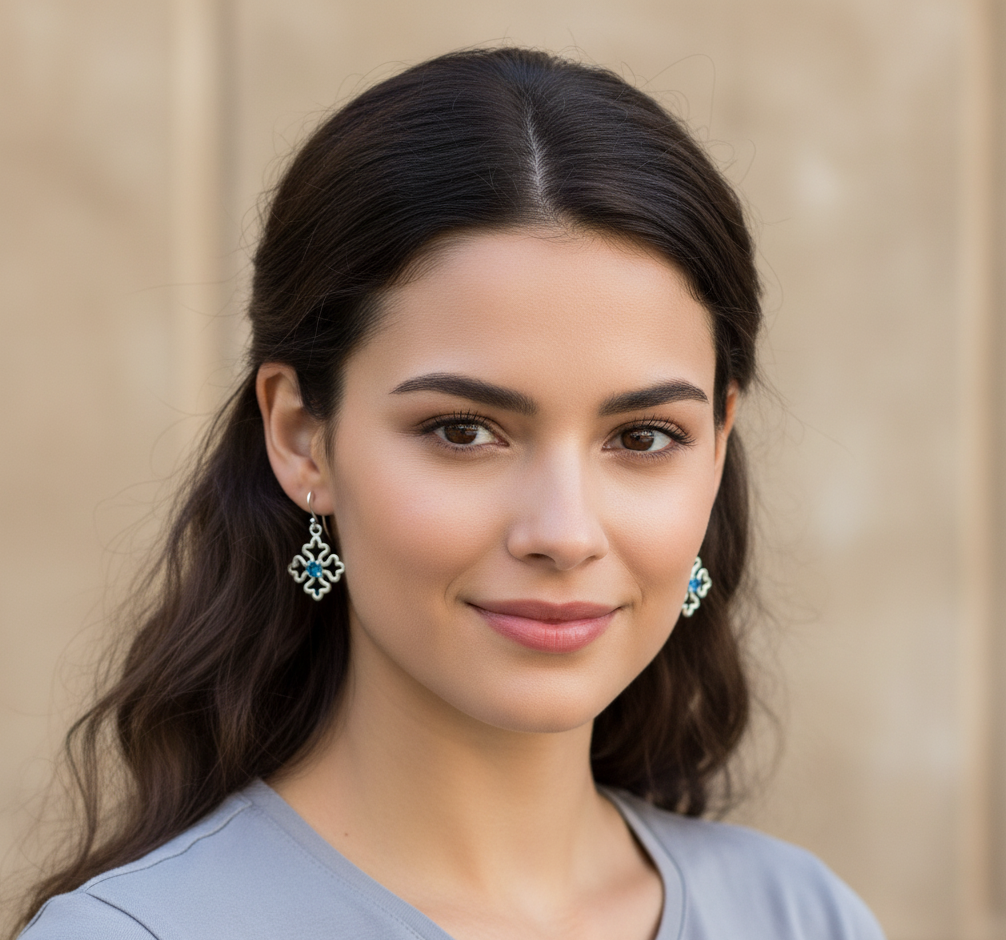 Pure 92.5 Silver Snow Blue Topaz Earrings