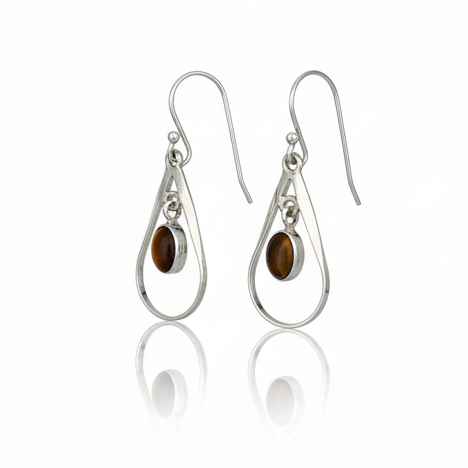 Pure 92.5 Silver Tiger eye Danglers Ear Rings