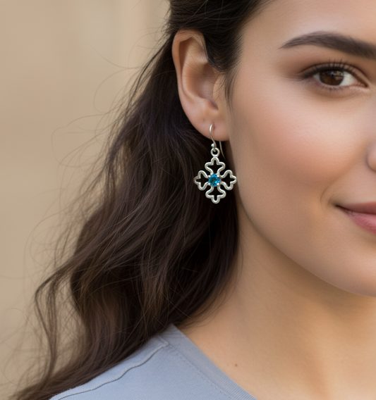 Pure 92.5 Silver Snow Blue Topaz Earrings