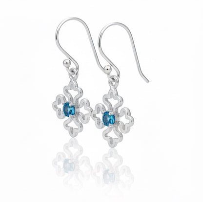 Pure 92.5 Silver Snow Blue Topaz Earrings